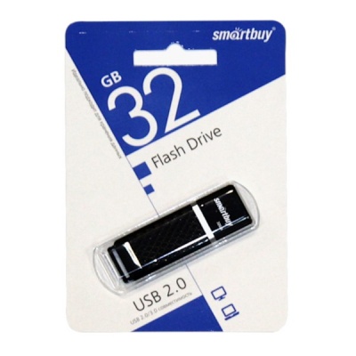 Флеш-накопитель USB 2.0, 32 ГБ, Smartbuy Quartz_черный Флеш-накопитель USB 2.0, 32 ГБ, Smartbuy Quartz_черный