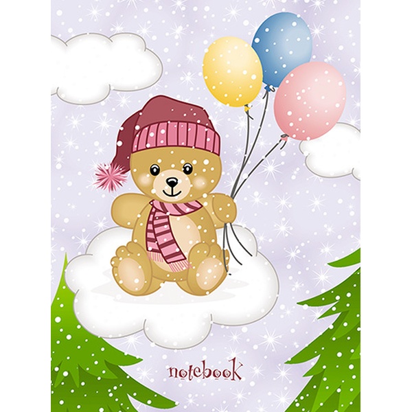 Блокнот на скобе А6, 64 л., нелинов. (стилиз.), 65 г/м², вырубка 4 раздела, PLANO Мишутка   Акция!