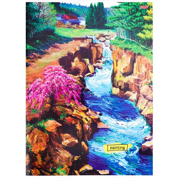 Тетрадь А4, клетка, 80 л., на скобе, 60 г/м², мел. бумага, Profit Живописный пейзаж-1