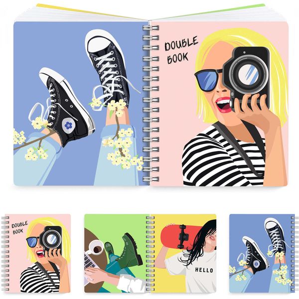Тетрадь А5, клетка/линия, 100 л., на гребне, 65 г/м², 2-ая обл. (PP), ФЕНИКС+ Double book_Юность