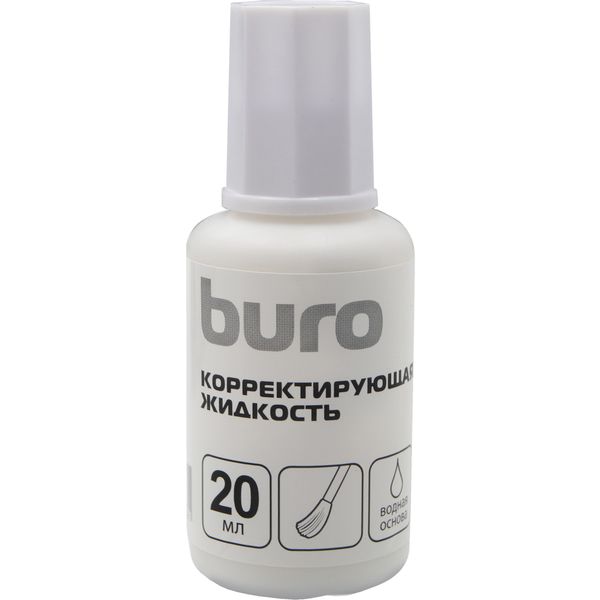 Корректирующая жидкость с кисточкой Buro 20 мл, на водной основе Корректирующая жидкость с кисточкой Buro 20 мл, на водной основе