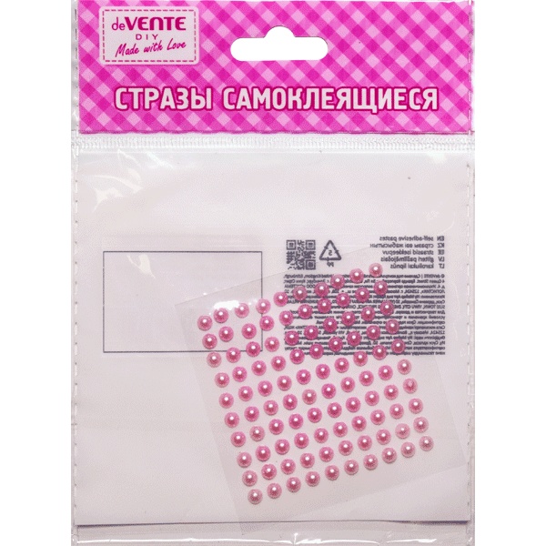 Стразы самоклеящиеся Ø4 мм, 100 шт., цв.: розовый, deVENTE Жемчуг Акция!