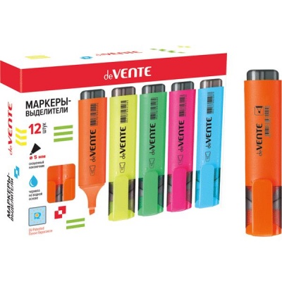 Текстмаркер оранжевый, интенсивный, ШЛ 1-5 мм, н-к "клин", deVENTE