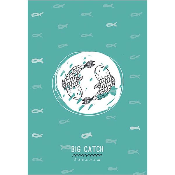 Блокнот на гребне А5, 100 л., клетка, 60 г/м², вд-лак, PLANO Рыбы