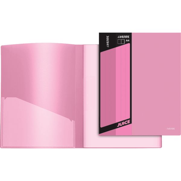 Папка с 80 файлами А4, 450/30 мкм, "песок", торц./внутр. карманы, розовая, deVENTE Juicy