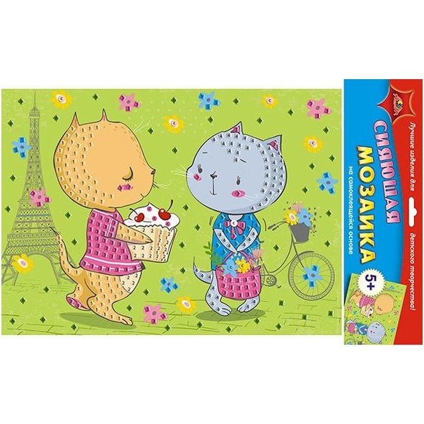 Мозаика cияющая А3. АППЛИКА Подружки, самокл. пластик. эл-ты, 5+  Акция!