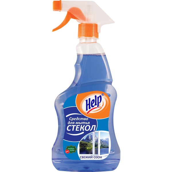 Средство для мытья стекол и зеркал HELP Свежий озон, 750 мл (триггер)