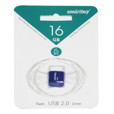 Флеш-накопитель USB 2.0, 16 ГБ, Smartbuy LARA Blue/синий