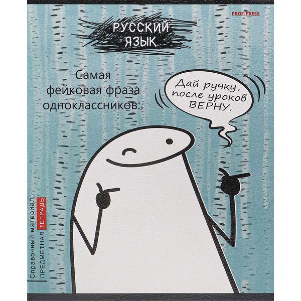 Тетрадь предметная 48 л., линия, 60 г/м², мел. картон, тисн."холст", Prof-Press Школьные мемасики_Русский язык Тетрадь предметная 48 л., линия, 60 г/м², мел. картон, тисн."холст", Prof-Press Школьные мемасики_Русский язык