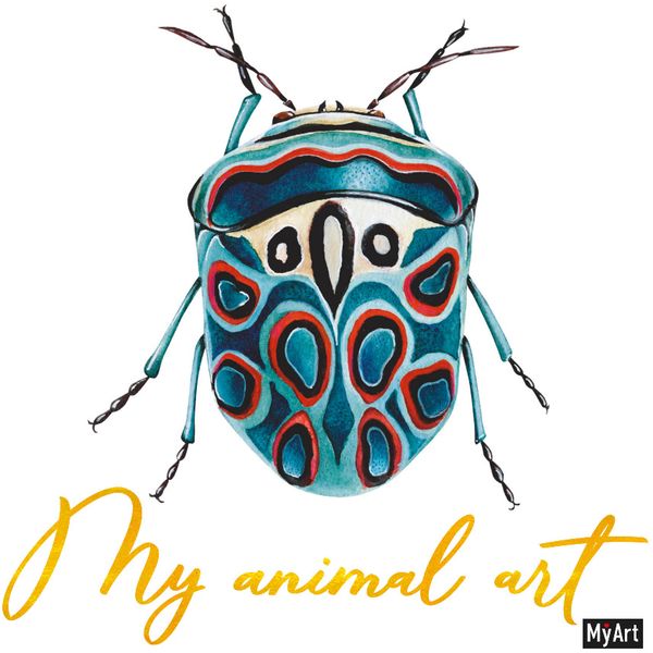 Скетчбук 200*200 мм, 40 л., 160 г/м², бел. блок, 7БЦ, MyArt My animal_Жук Акция!
