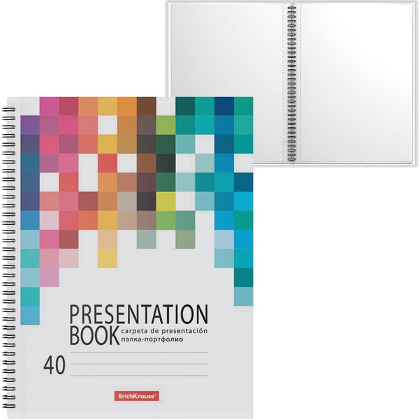 Папка-портфолио на гребне А4, 40 файлов, пластиковая ErichKrause Bright Tetris Акция!