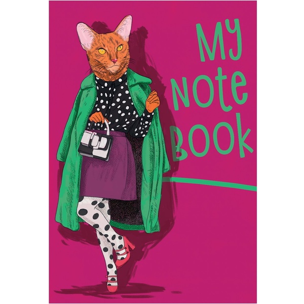 Блокнот на скобе А5, 40 л., клетка, 80 г/м2, выб. лак, MyArt My notebook_Кошка  Акция