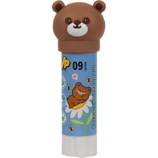 Клей-карандаш 9 г, PVP основа, вр. фикс. 2-3 мин., фигур. колпачок, deVENTE Funny animal_ГОЛУБОЙ