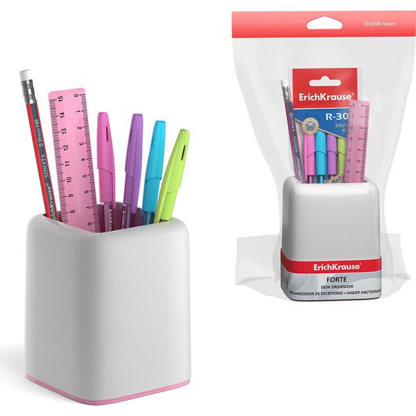 Органайзер настольный 6 предметов ErichKrause Forte Pastel белый с розовой вставкой Акция!