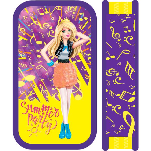 Пенал 2 отд., на молнии, 190*115*30 мм, лам. картон, тканевый торец, софт-тач, ПЧЕЛКА Летняя девчонка