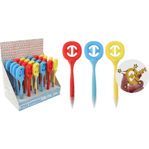 Ручка шариковая с декором, синяя, 0.7 мм, фигур. корп., deVENTE Snappers Anti-stress_3 дизайна Акция!