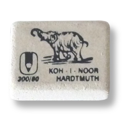 Ластик KOH-I-NOOR Elephant, нат. каучук, прямоугольный, 26*18.5*8 мм, белый