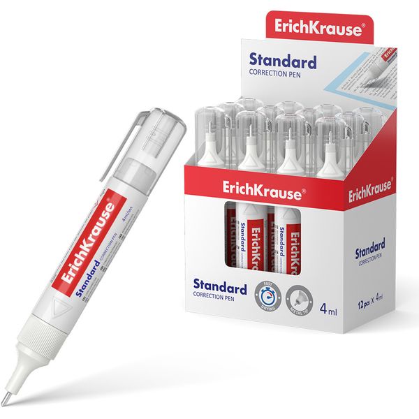 Ручка-корректор 4 мл ErichKrause Standard, на основе растворителя, метал. ПУ
