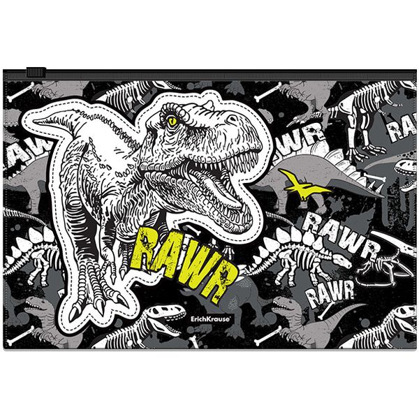 Папка-конверт на zip-молнии, B5, PP 160 мкм, непрозрачная, глянц., ErichKrause Dinosaur  Акция!!! Папка-конверт на zip-молнии, B5, PP 160 мкм, непрозрачная, глянц., ErichKrause Dinosaur  Акция!!!