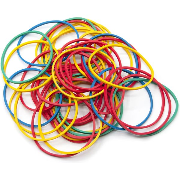 Резинки банковские канцелярские, Ø60 мм, 500 г (п/п), каучук ± 60%, микс цветов, Silwerhof