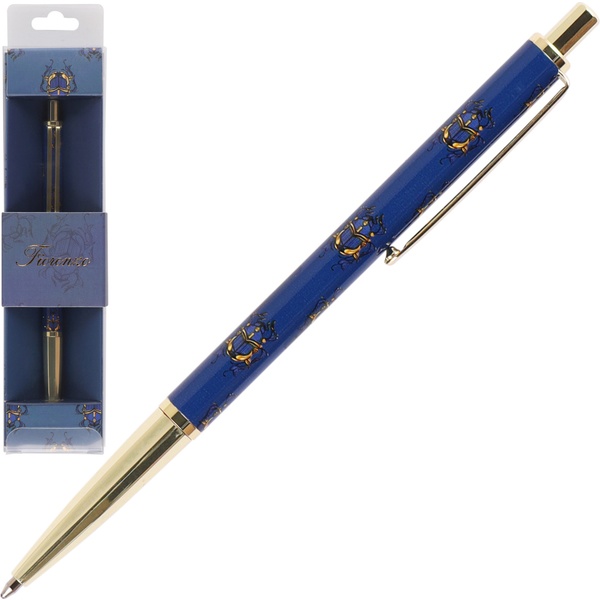 Ручка шариковая подарочная FIORENZO Скарабей, нажим. м-м, цв. корп.: син./зол., 0.7 мм, синяя