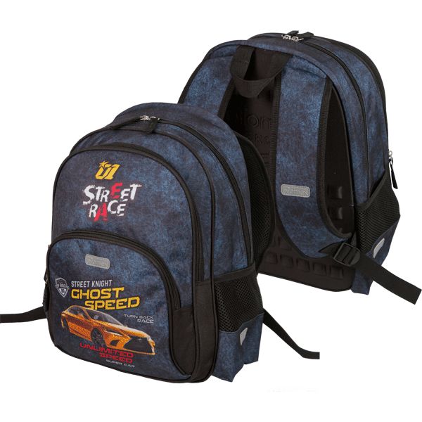 Рюкзак ученический Attomex Basic_Street Race, 38*27*17 см, 550 г, 14 л, 1 отд., эрг. спинка Рюкзак ученический Attomex Basic_Street Race, 38*27*17 см, 550 г, 14 л, 1 отд., эрг. спинка