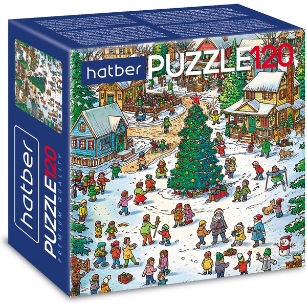 Пазл MINI 120 элементов. Hatber Premium Новогодние забавы, 150*150 мм   Акция!