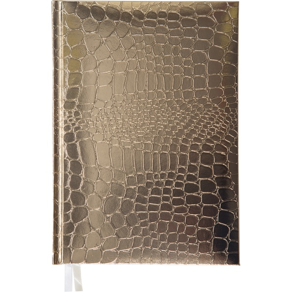 Ежедневник недатированный, А5, 136 л., 70 г/м², тв. перепл., бумвин."croco"/поролон, Attomex Arkona_золотой