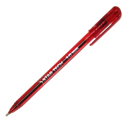 Ручка шариковая красная, 1.0 мм "игла", рифл. упор, тон. корпус, PENSAN Star Tech