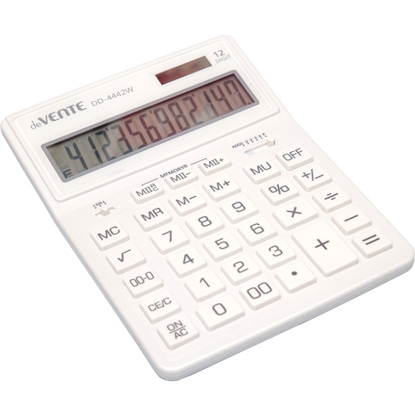 Калькулятор базовый deVENTE DD-4442W, 12-разряд., ЖК, 1 яч. памяти, дв. питание, 00, →, белый Калькулятор базовый deVENTE DD-4442W, 12-разряд., ЖК, 1 яч. памяти, дв. питание, 00, →, белый