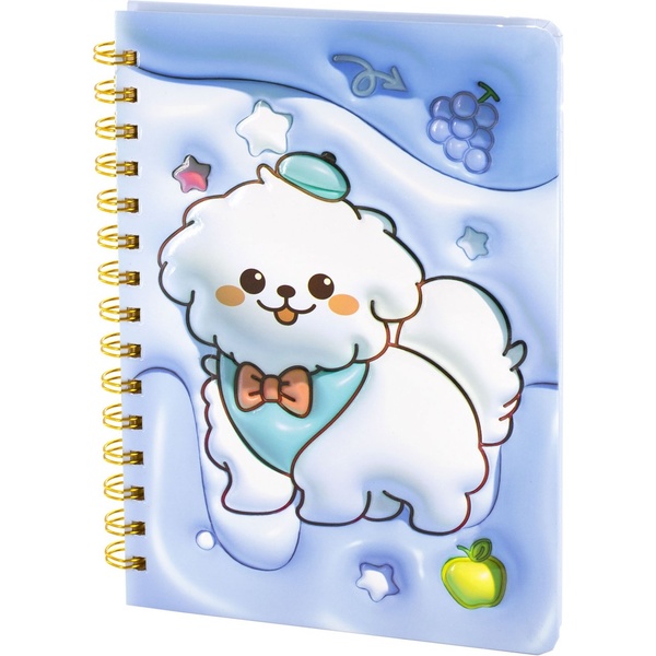 Блокнот на гребне, А5, 80 л., клетка, 60 г/м², 3D-обл. 7Бц, Alingar Веселый щенок