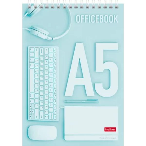 Блокнот на гребне А5, 80 л., клетка, 65 г/м², уф-лак, ж/подложка, Hatber Офис в стиле