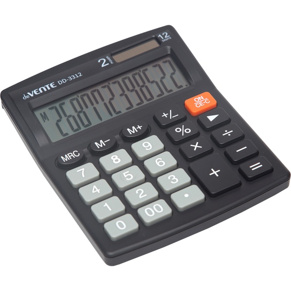 Калькулятор базовый deVENTE DD-3312, 12-разряд., 1 яч. памяти, дв. питание, 00, →, черный Калькулятор базовый deVENTE DD-3312, 12-разряд., 1 яч. памяти, дв. питание, 00, →, черный