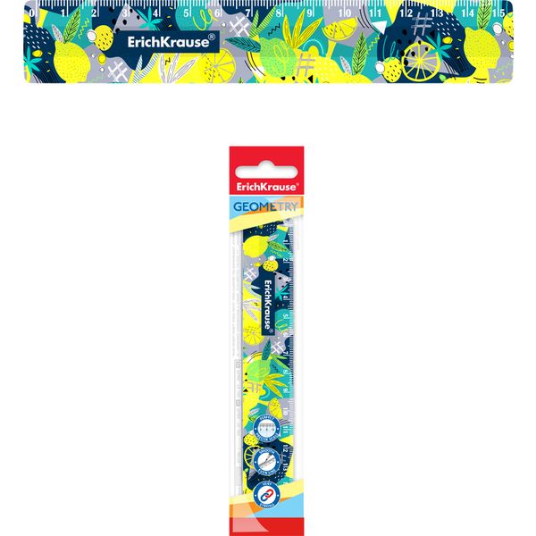 Линейка 15 см, пластиковая, непрозрачная с дизайном, ErichKrause Lime Акция!