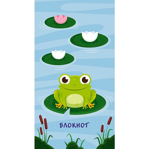 Блокнот на гребне А7, 60 л., клетка, 60 г/м², вд-лак, PLANO Лягушонок   Акция!