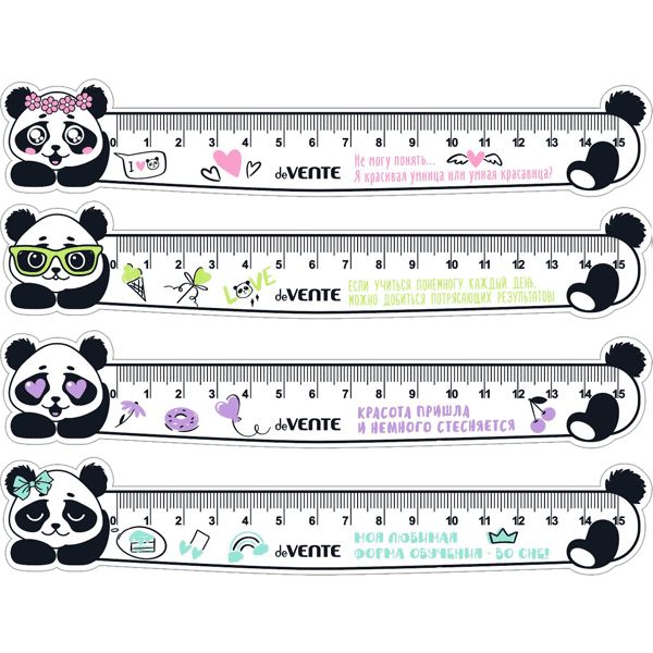 Линейка 15 см, пластик HIPS, непрозрачная с рис., фигурная, deVENTE Panda_4 дизайна Линейка 15 см, пластик HIPS, непрозрачная с рис., фигурная, deVENTE Panda_4 дизайна
