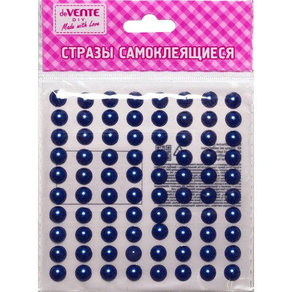 Стразы самоклеящиеся Ø8 мм, 80 шт., цв.: синий, deVENTE Жемчуг