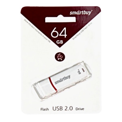 Флеш-накопитель USB 2.0, 64 ГБ, Smartbuy Crown_белый Флеш-накопитель USB 2.0, 64 ГБ, Smartbuy Crown_белый