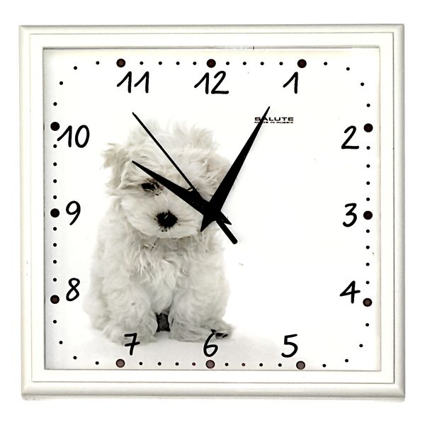 Часы настенные Салют "Щенок", квадратные, 280*40 мм, корпус пластик., Акция!!!
