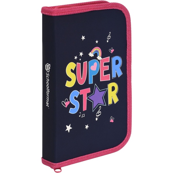 Пенал 1 отд., на молнии, 190*90*28 мм, лам. картон, софт-тач, Schoolformat SUPER GIRL Акция!