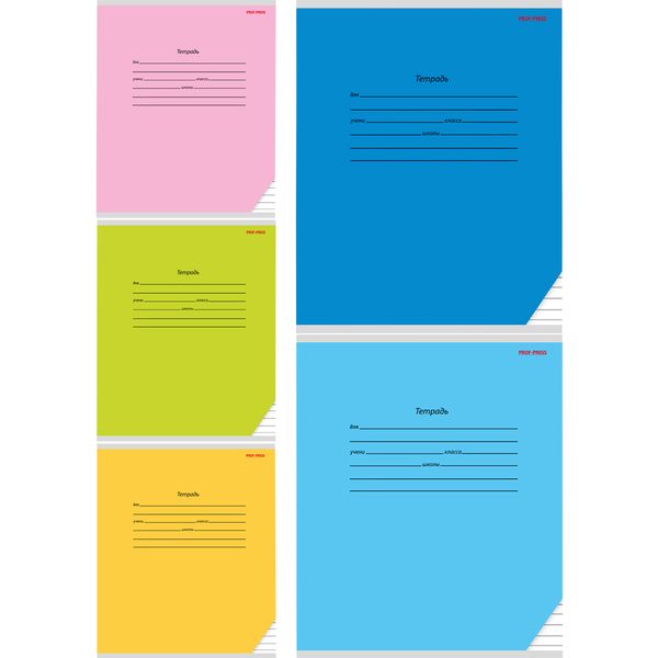 Тетрадь А5, линия, 18 л., на скобе, 60 г/м², мел. облож., Prof-Press Классика_5 дизайнов Тетрадь А5, линия, 18 л., на скобе, 60 г/м², мел. облож., Prof-Press Классика_5 дизайнов