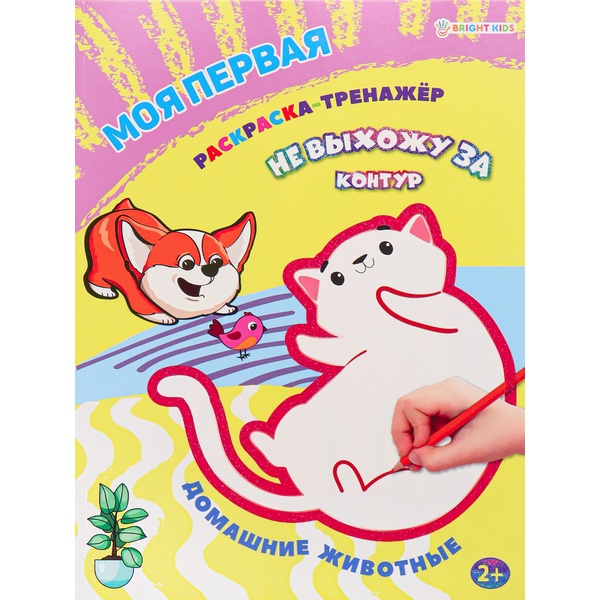 Раскраска-тренажер А4 НЕ ВЫХОЖУ ЗА КОНТУР. Домашние животные, 2+ 