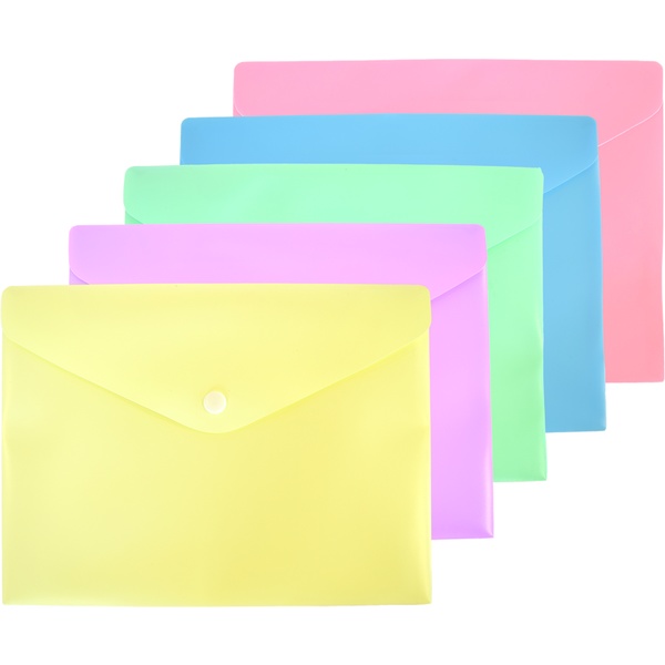 Папка-конверт на кнопке, А5, PP 180 мкм, непрозрачная, deVENTE Pastel_5 дизайнов