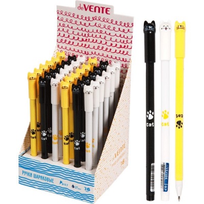 Ручка шариковая с декором, синяя, 0.7 мм, круг. корп., deVENTE Кисонька_3 дизайна