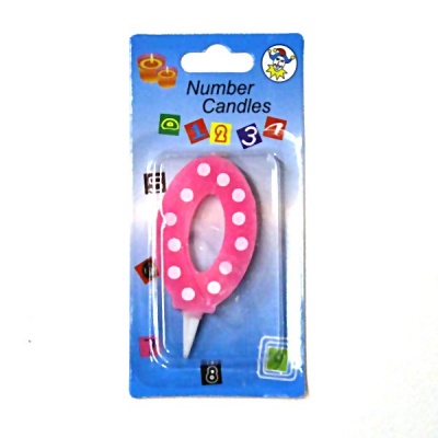 Свеча для торта Цифра «0», J.OTTEN Горох