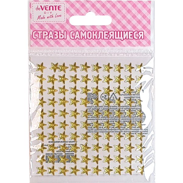 Стразы самоклеящиеся Ø8 мм, 100 шт., цв.: золотистый, deVENTE Star (Звезда)