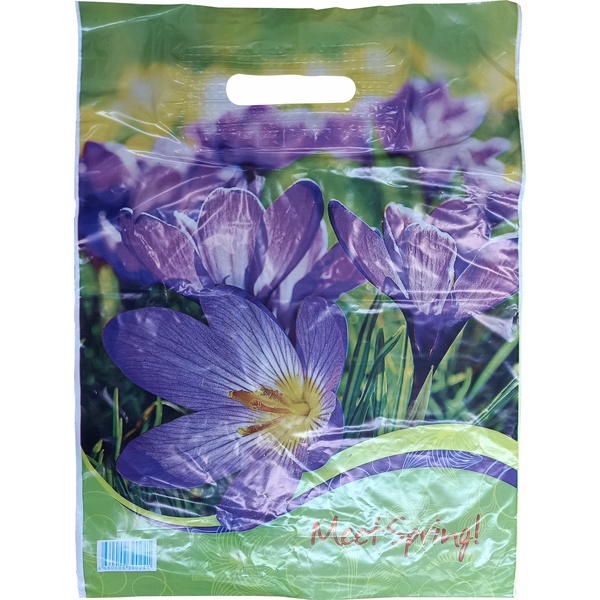 Пакет с вырубной ручкой, 40*30 см, полиэтилен 40 мкм, Крокусы 