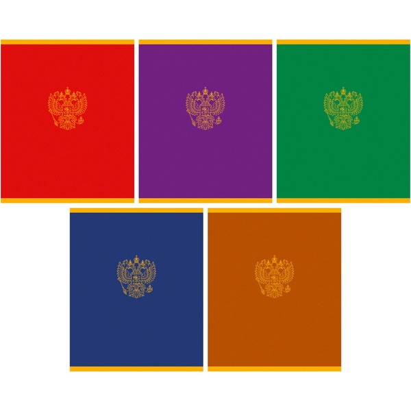 Тетрадь А5, клетка, 48 л., на скобе, 60 г/м², картон хром-эрзац, Listoff Госсимволика_5 дизайнов