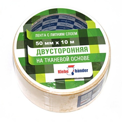 Лента клейкая 2-сторонняя, 50 мм * 10 м, 230 мкм, тканевая основа, Klebebande Лента клейкая 2-сторонняя, 50 мм * 10 м, 230 мкм, тканевая основа, Klebebande