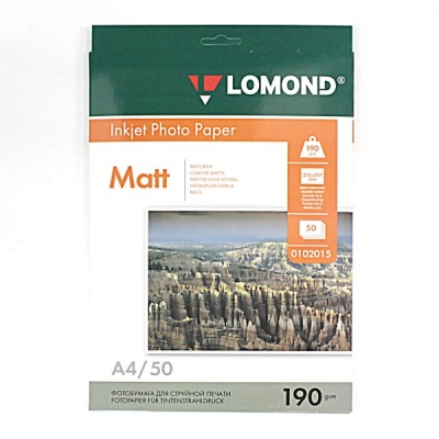 Фотобумага А4/190/50 л. матовая 2-сторонняя Фотобумага А4/190/50 л. матовая 2-сторонняя